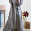 Loose o neck asymmetric cotton linen Soft Surroundings Wardrobes plaid Dress