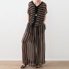 Loose yellow striped 2025 Ideas wide leg pants pockets long Summer pants