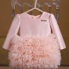Lovely Pink Patchwork Tulle Kids Maxi Cake Dress Short Sleeve