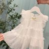 Lovely White Ruffled Patchwork Chiffon Kids Girls Long Dresses Summer