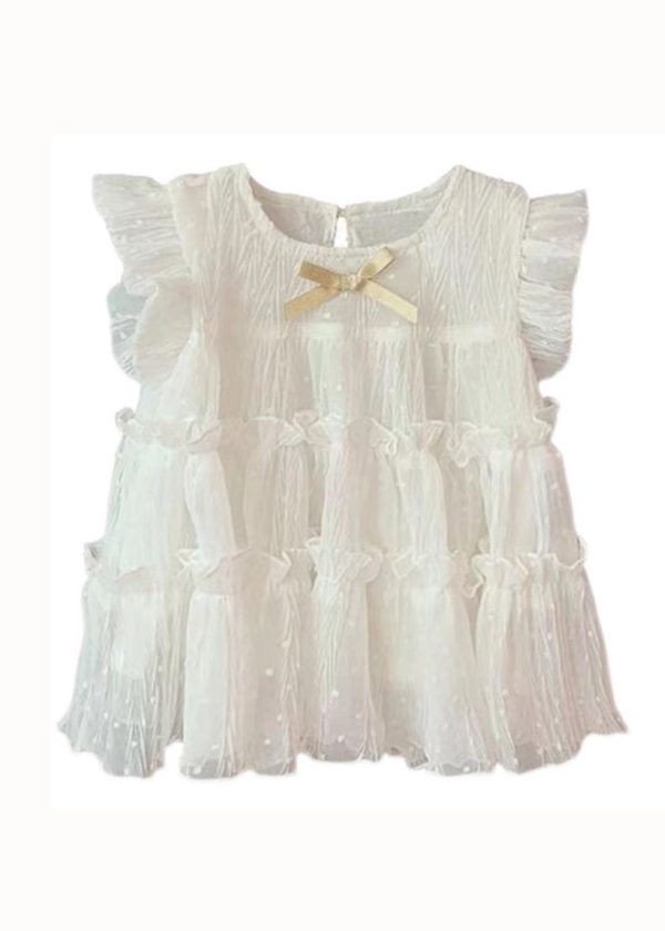 Lovely White Ruffled Patchwork Chiffon Kids Girls Long Dresses Summer - Image 5