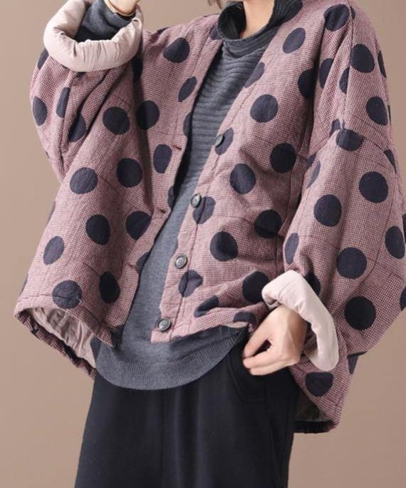 Luxury casual jackets red plaid dotted v neck Button Down women coats