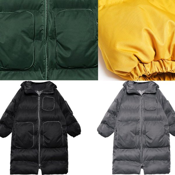 Luxury green winter parkas Loose fitting snow jackets winter hooded zippered coats - Image 5