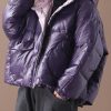 Luxury purple women parkas Coats winter hooded thick outwear