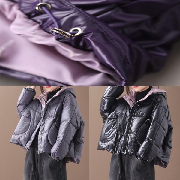 Luxury purple women parkas Coats winter hooded thick outwear - Image 5