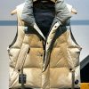 Modern Beige Zip Up Pockets Duck Down Men Waistcoat Sleeveless