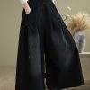Modern Black Cross Strap Denim Wide Leg Pants Summer