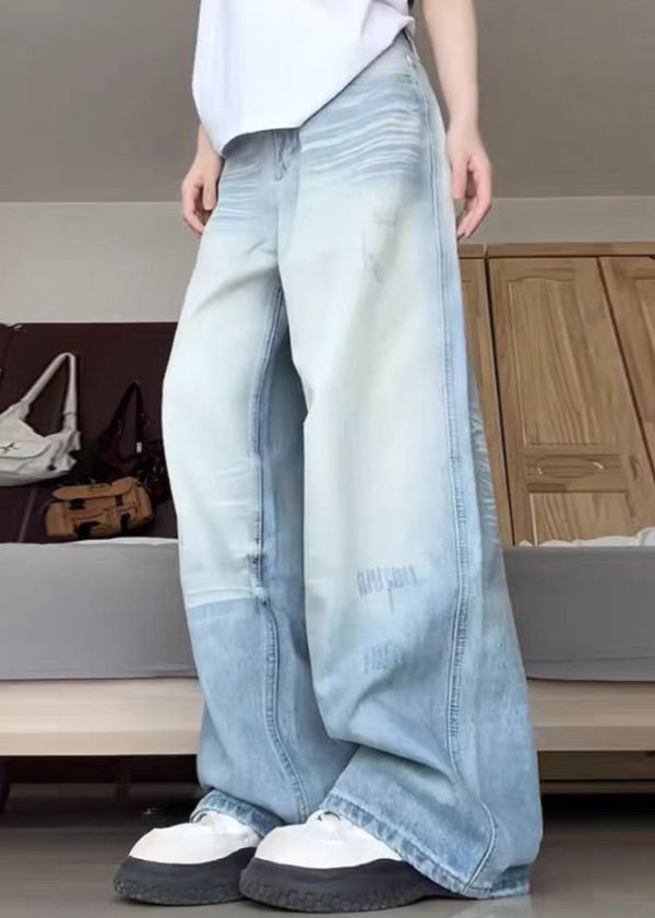 Modern Blue Pockets High Waist Denim Pants Fall - Image 4