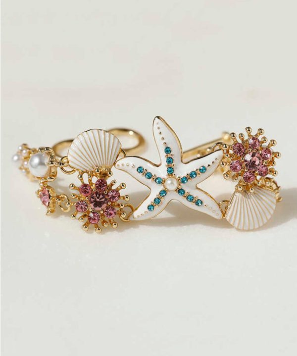 Modern Blue Zircon Shell Starfish Coral Chain Bracelet - Image 2