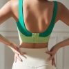 Modern Green U Neck Patchwork Sports Bra