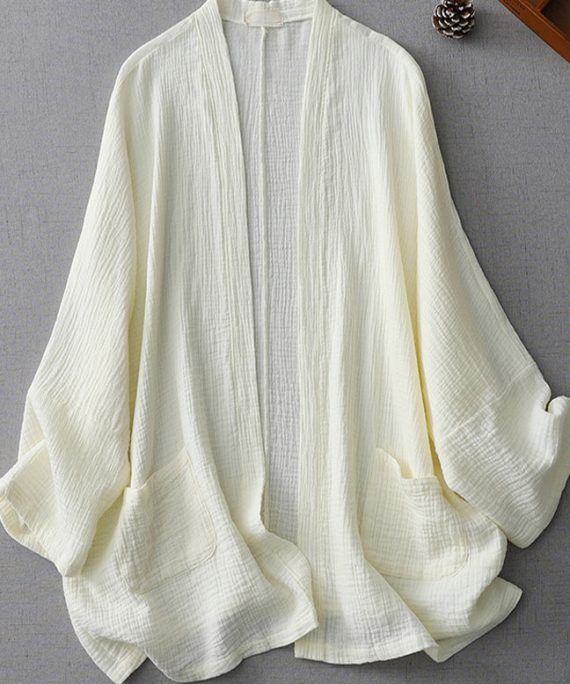 Modern Milk White Oversized Cotton Cardigan Spring
