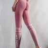 Modern Pink Letter Print Butt Scrunch Dri Fit Leggings