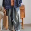 Modern denim blue pants oversize wide leg pants cotton Fabrics casual pants
