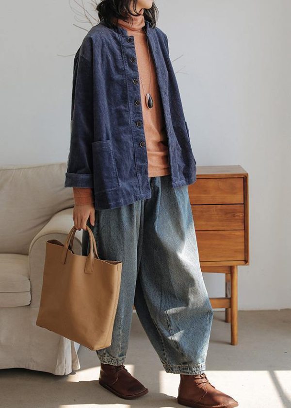 Modern denim blue pants oversize wide leg pants cotton Fabrics casual pants - Image 2