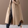 Modern hooded Large pockets fine clothes For Women khaki baggy coat