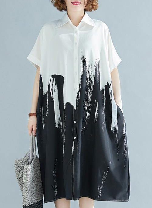 Modern lapel Cotton clothes For Women Work Outfits white Dress