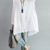 Modern white cotton clothes For Women v neck Art summer shirts