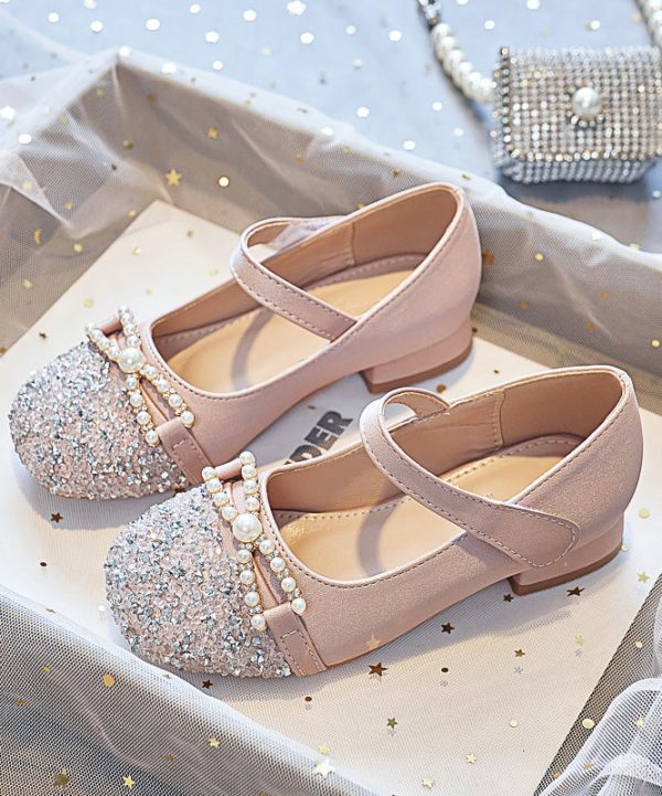 Nail Bead Zircon Pink Baby Girls Faux Leather Flat Shoes Buckle Strap - Image 5
