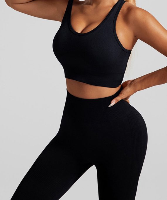 Natural Black Sports Bra And Leggings Set Suit Riding Leggings