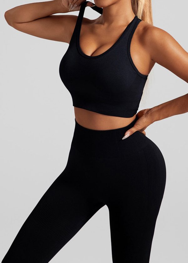 Natural Black Sports Bra And Leggings Set Suit Riding Leggings