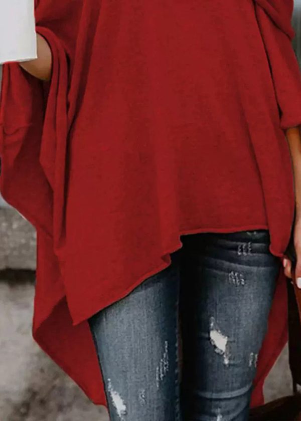 Natural Red Asymmetrical Low High Design Top Spring - Image 5