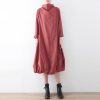 New 2025 fall dresses pink baggy maxi dress caftans oversized gown high neck