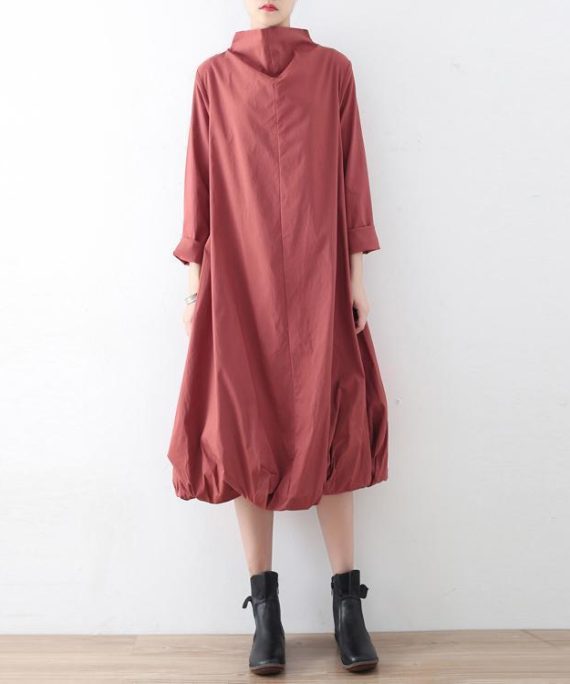 New 2025 fall dresses pink baggy maxi dress caftans oversized gown high neck