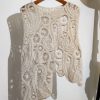 New Apricot Asymmetrical Hollow Out Knit Vest Sleeveless