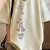 New Apricot O Neck Print Cozy Faux Suede Mens T Shirt Half Sleeve