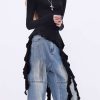 New Black Asymmetrical Solid Cotton T Shirts Spring