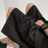 New Black Lace Up Elastic Waist Ice Silk Summer Men Shorts