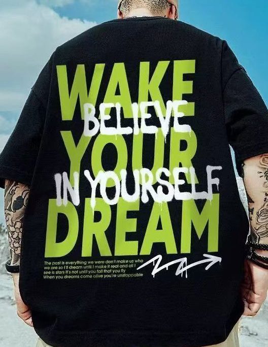 New Black O Neck Letter Print Cotton Mens T Shirts Half Sleeve