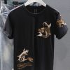 New Black O-Neck Print Cotton Men T Shirt Short Sleeve