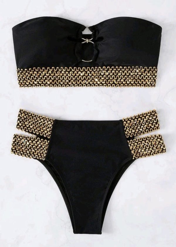 New Black Patchwork Chain Linked Lingerie Sets - Image 3