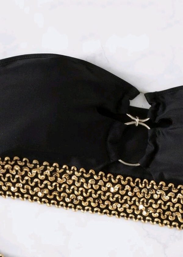 New Black Patchwork Chain Linked Lingerie Sets - Image 4