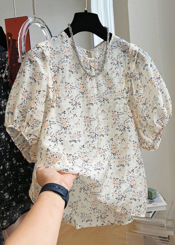 New Black Print Button Cotton Shirt Summer - Image 4