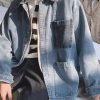 New Blue Button Pockets Denim Mens Coats Spring