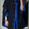 New Butto Black Coats And Blue Shirt Two Piece Set Spring