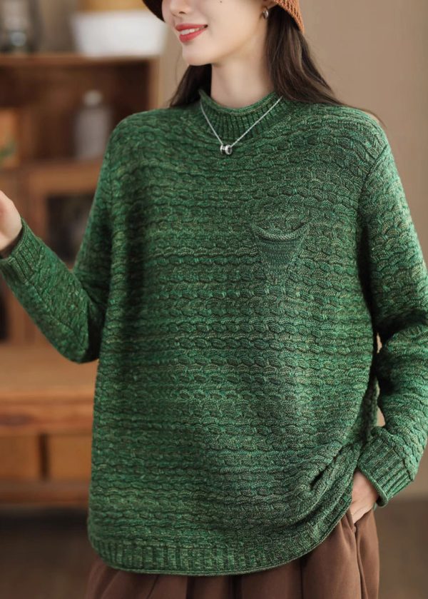 New Coffee Half High Neck Cotton Knit Sweaters Spring - Image 3