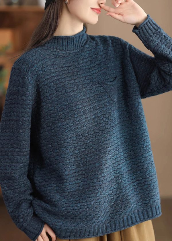 New Coffee Half High Neck Cotton Knit Sweaters Spring - Image 4