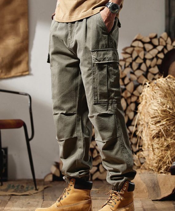 New Green Pockets Original Design Cotton Men Pants Spring