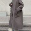 New Grey Button Pockets Woolen Men Long Coats Winter