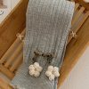 New Grey Elastic Waist Patchwork Knit Girls Crop Pants Spring