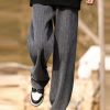 New Grey Pockets Elastic Waist Warm Fleece Men Pants Spring
