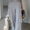 New Light Blue Original Design High Waist Chiffon Pants Summer