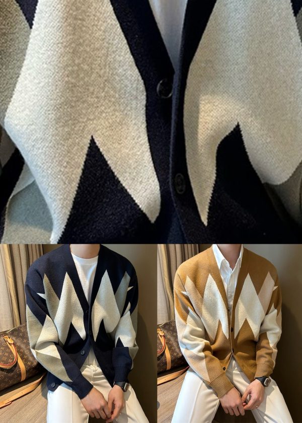 New Navy Button Cozy Knit Men Coat Spring - Image 5