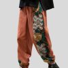New Orange Embroideried Elastic Waist Cotton Men Beam Pants Fall