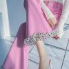 New Pink Dot High Waist Patchwork Flare Bottoms Spring