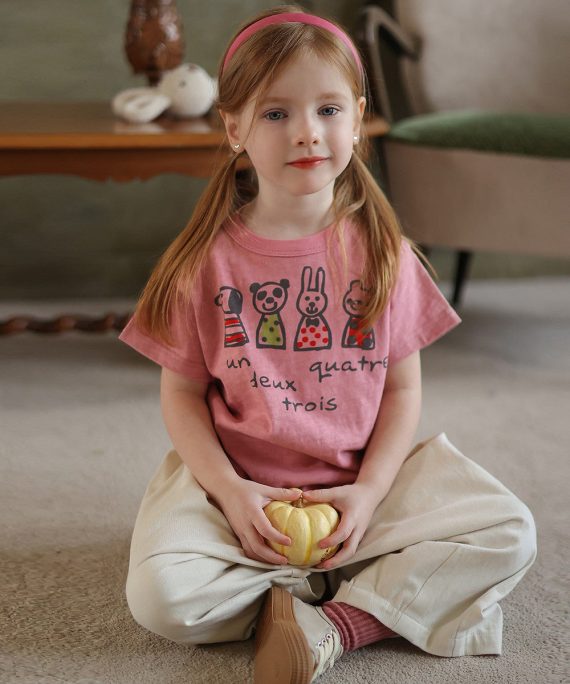 New Pink O-Neck Kids T Shirt Short Sleeve