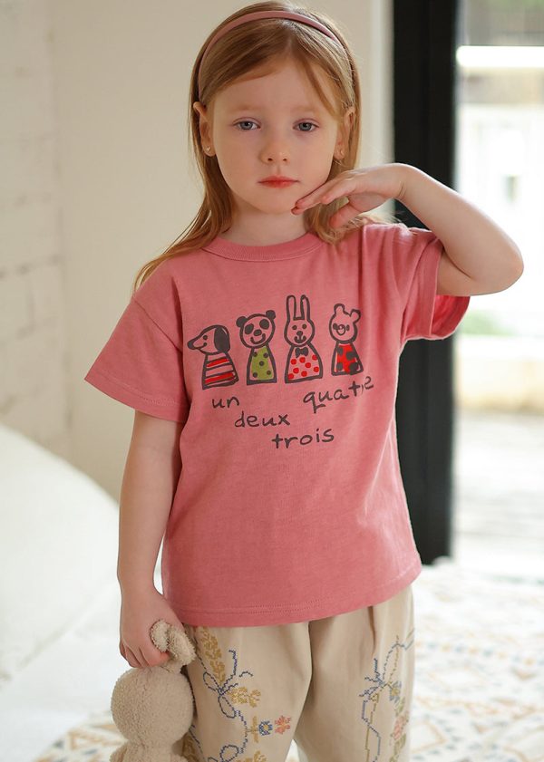New Pink O-Neck Kids T Shirt Short Sleeve - Image 2
